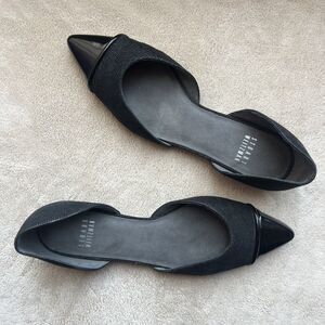 Stuart Weitzman Black Patent Leather Pointed Cap‎ Toe D'Orsay Flat Shoes Women 6